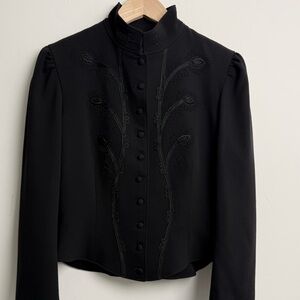 Ralph Lauren purple label tonal embroidery cropped jacket - sculpted wool